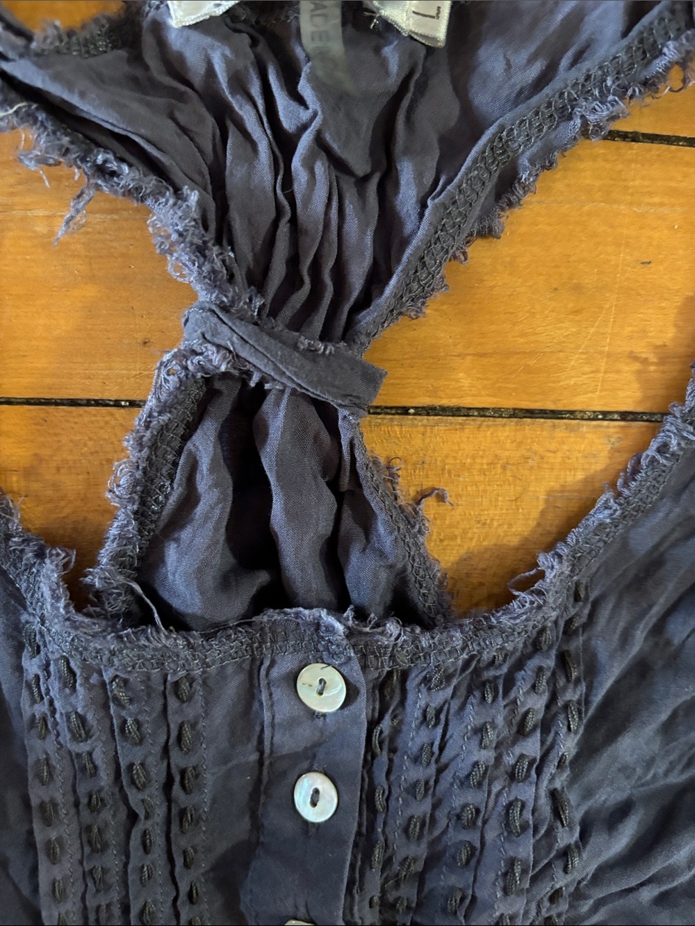 Womens Navy Racerback Tank Dress with Button Detail - Picture 3 of 11